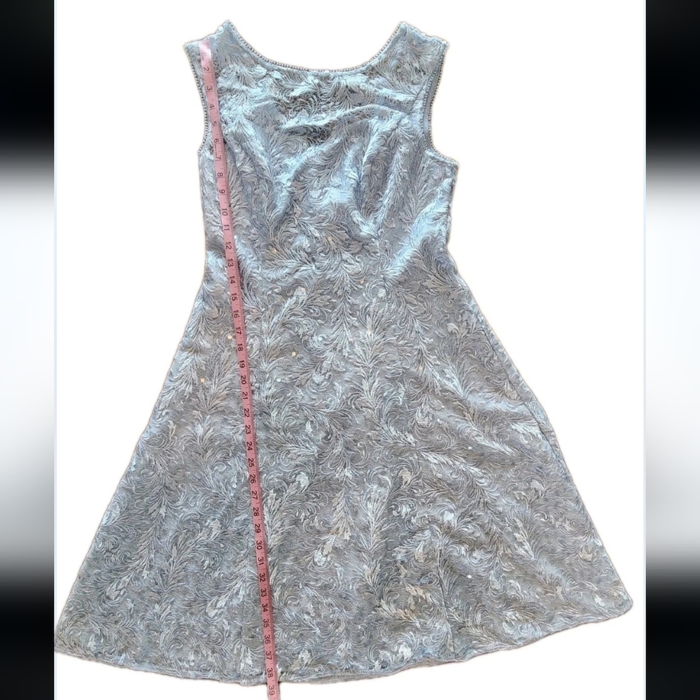 NWT Adrianna Papell Embroidered Lace Midi Cocktail Dress Skyway Blue - 6 - Picture 5 of 13